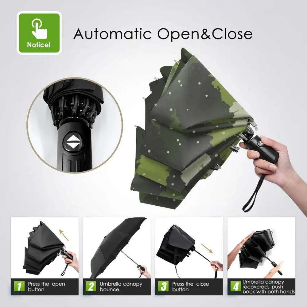 Offerte Ombrello Di Sole Foresta Paesaggio Camouflage Automatico Donne Degli Uomini Portatile Pieghevole Ombrello Di Protezione Solare Pioggia Antivento Spiaggia Parasole