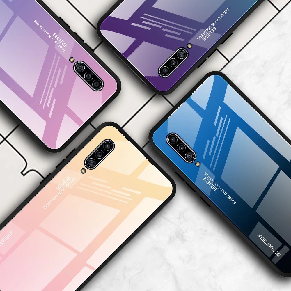 Градиентный телефонный чехол для samsung Galaxy S9 S8 S10 Plus Note 9 8 A50 A70 A30 A90 5G закаленное