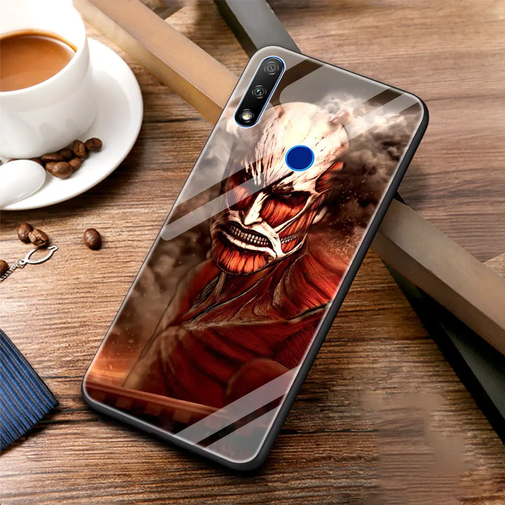 

Attack On Titan Phone Case Cover for Honor 8X 9X Pro 10 20 30 Lite Plus Luxury Tempered Glass Soft Edge Shell Funda Coque