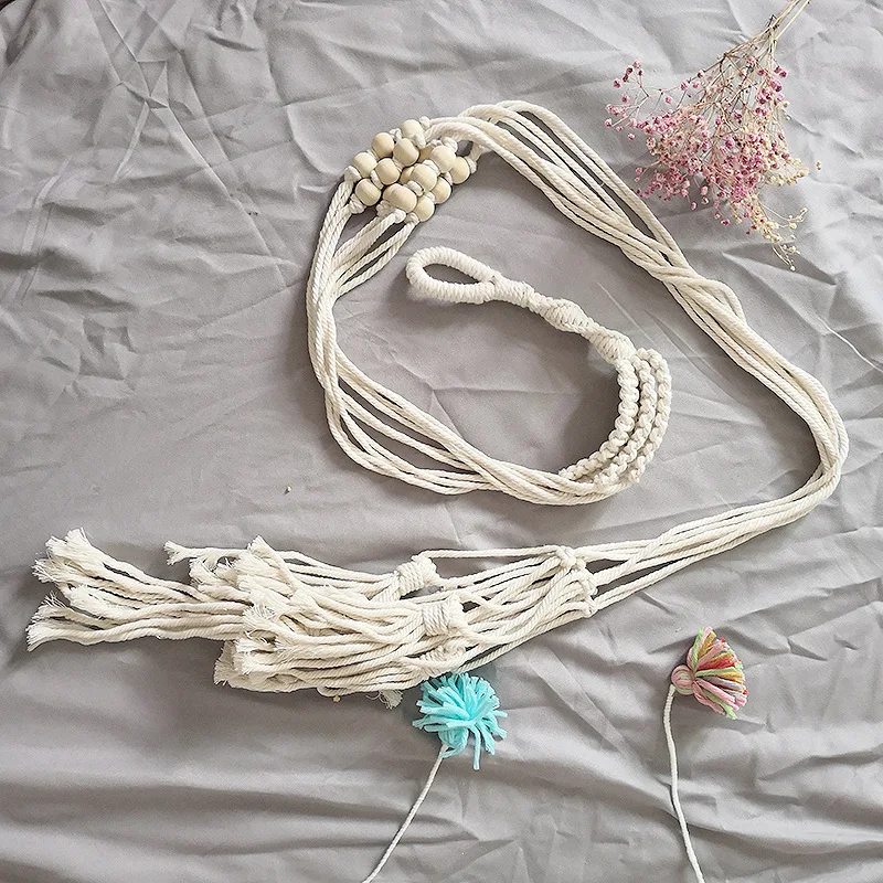 Подвесная подставка для растений в стиле бохо деревянная полка ручной работы