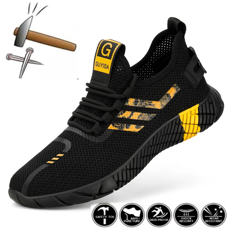 

Safety Shoes Men Steel Toe Work Boots Anti-Smashing Work Shoes Anti-Puncture Safety Boots Men Sneakers Breathable Zapatos Hombre