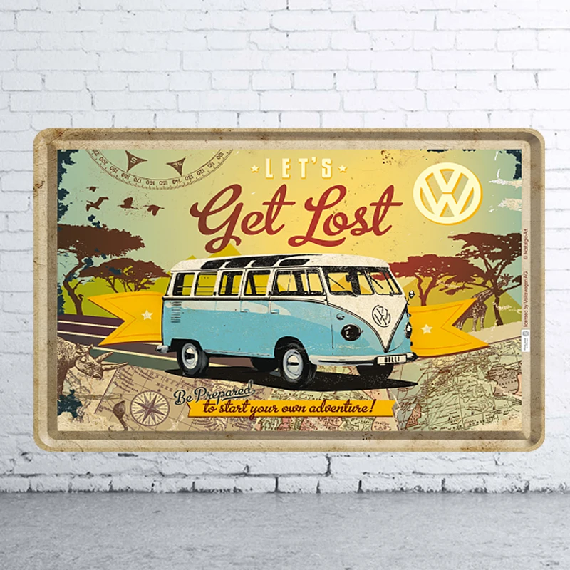 

Плакат Фольксваген «Let's Lost», металлические жестяные знаки, винтажный настенный художественный плакат для подарка, Ретро металлическая плас...