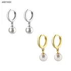 Серьги ANDYWEN из стерлингового серебра 925 пробы, Золотые серьги-кольца с жемчугом ручной работы, Длинные Модные женские клипсы 2021, роскошные Ю