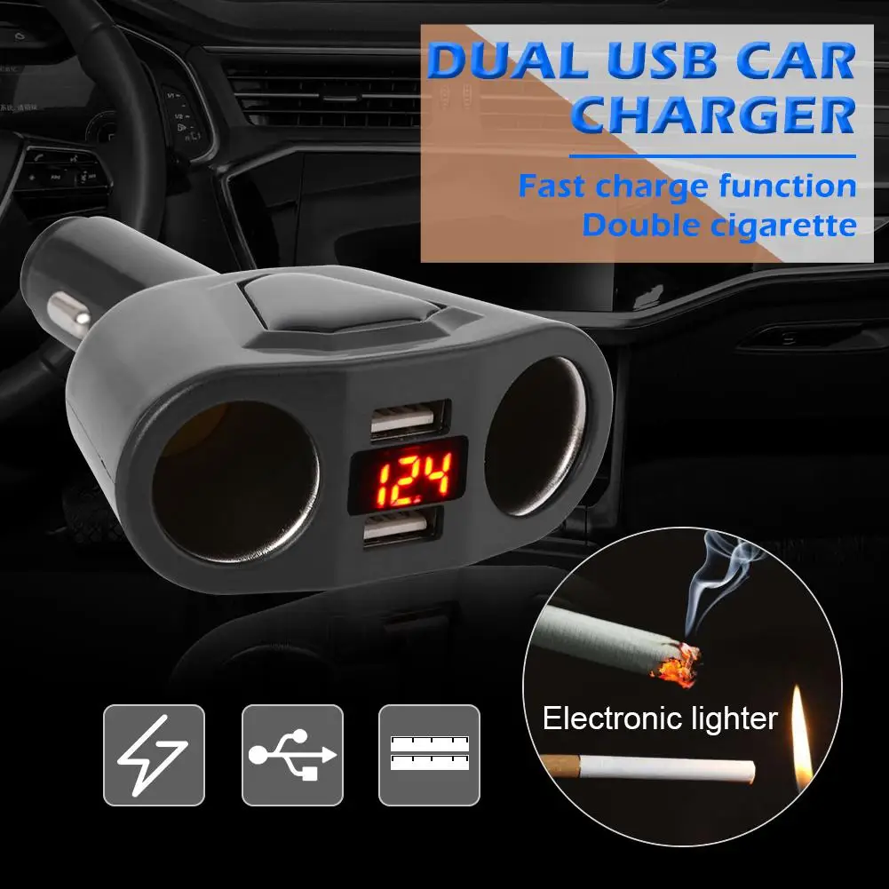 2 сторонняя розетка для автомобильного прикуривателя разветвитель портативный