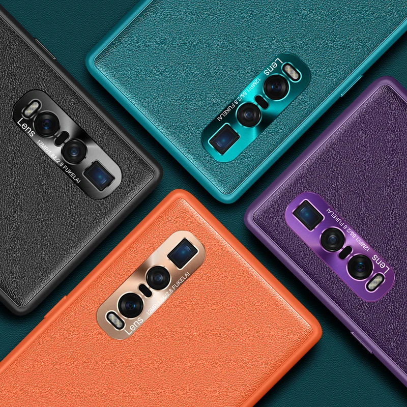 

For OPPO Find X2 Pro Case Original Luxury Leather Metal Lens Ultra Thin Full Protection Soft Edge Back Cover