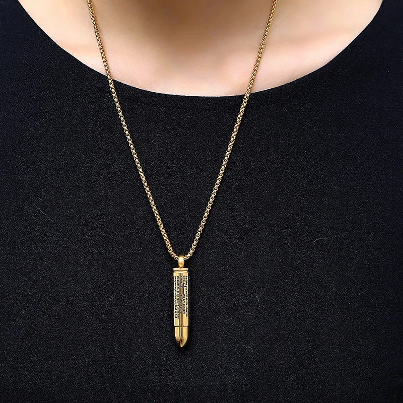 Крепкий человек кулон из нержавеющей пули Иисус крест лорды молитва урн ожерелье