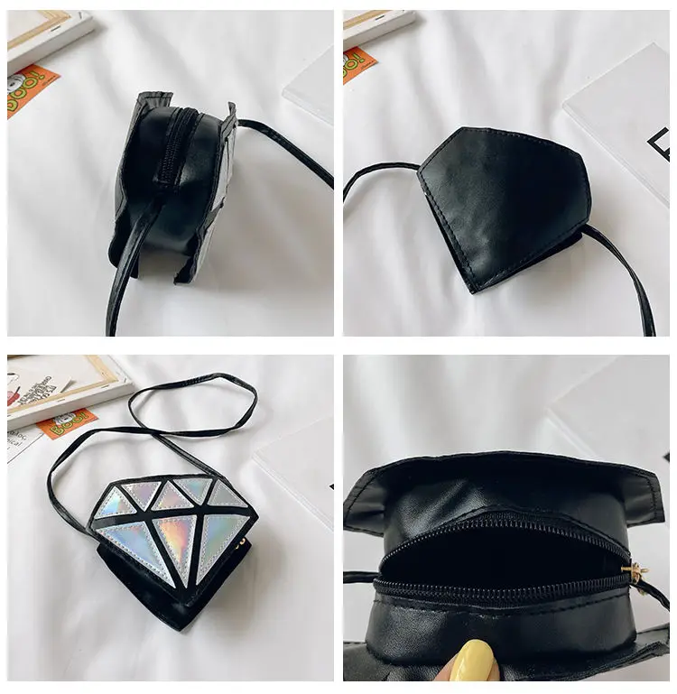 Детский кошелек для мелочи из лакированной кожи с мультяшными бриллиантами