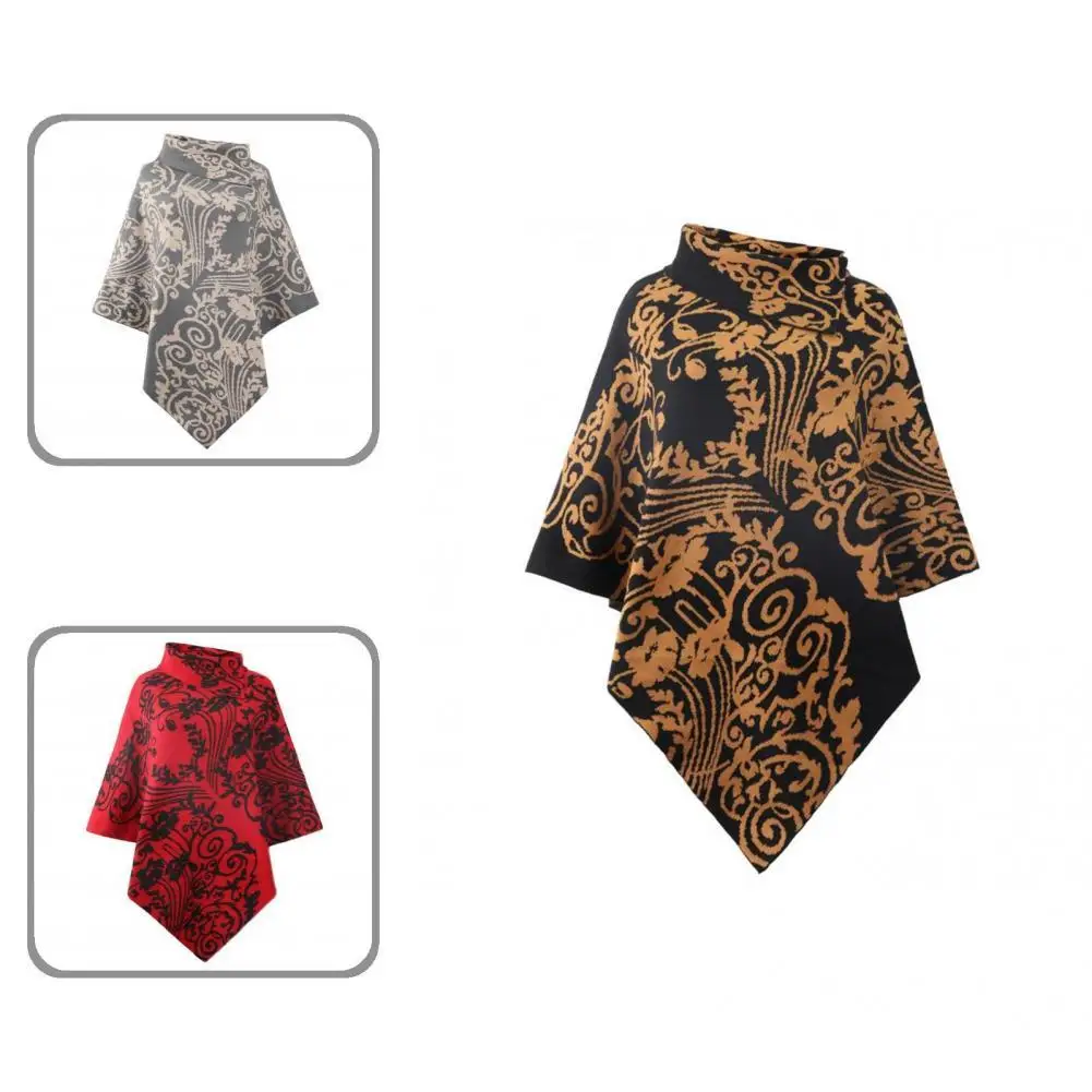 

Женское жаккардовое пальто-пончо с рукавом 3/4 И АСИММЕТРИЧНЫМ ПОДОЛОМ