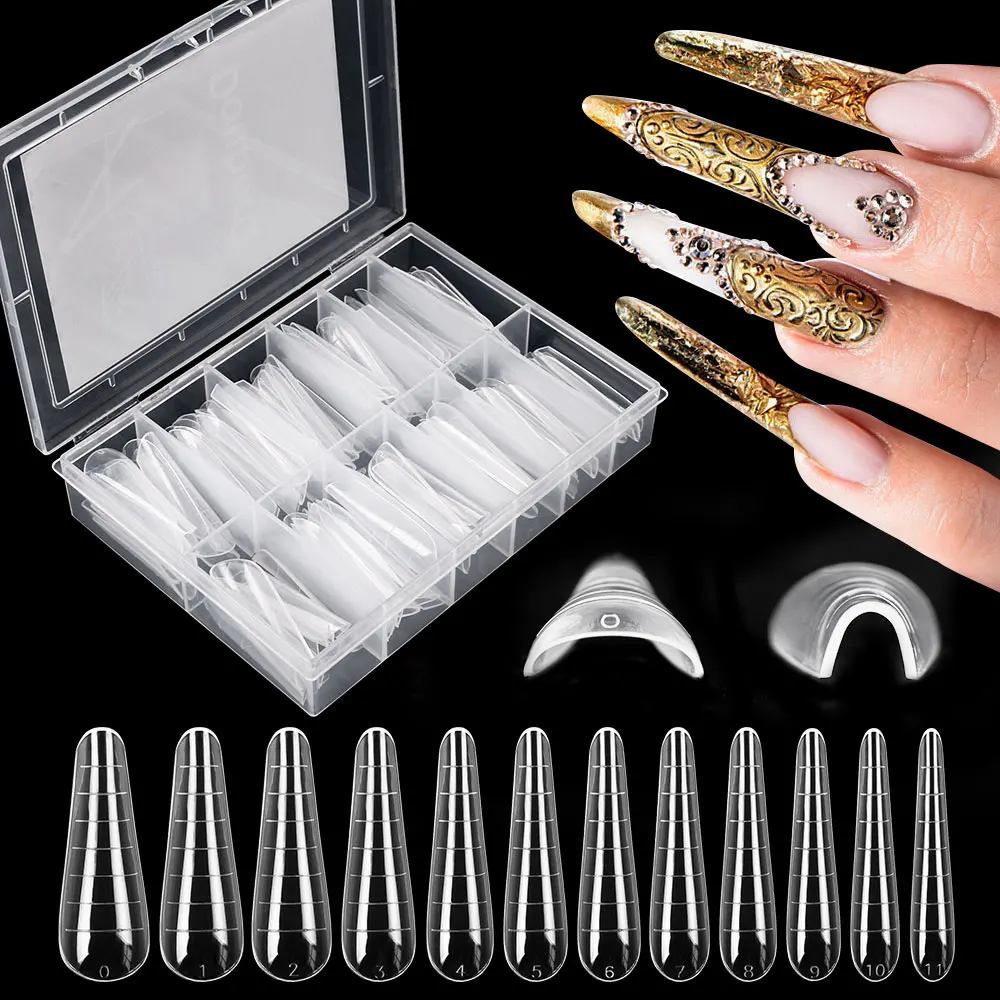 

120pcs/box Dual System Full Cover Nail Forms For Nail Poly UV Gel Finger Extension Artificial Fashion Art Tools