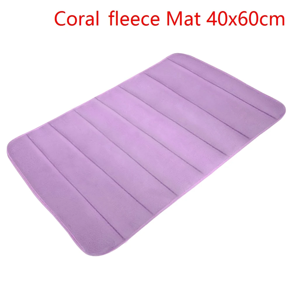 B-purple 40x60cm Urijk коврик для ванной, нескользящий коврик для ванной комнаты, Впитывающий Коврик из пены с эффектом памяти, коврик для ванной, кухонный дверной пол, коралловый флис, 40*60/50*80 см - Цвет: B-purple 40x60cm