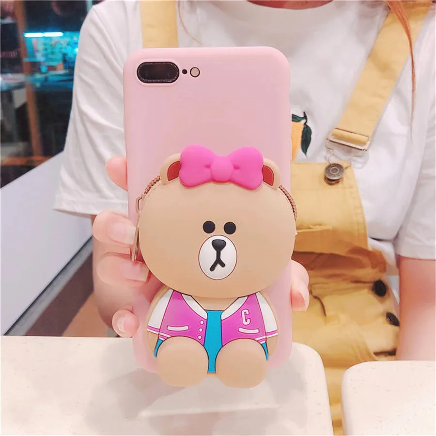 P Bear Bag Чехол-Кошелек с 3D рисунком Минни Ститч Медведь силиконовый чехол для samsung Galaxy J2 Pro J5 Prime J2 J7 Prime мягкий чехол для телефона - Цвет: P Bear Bag