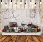 Фон для фотосъемки с изображением белой кирпичной стены на День святого Валентина, велосипеда, красной розы