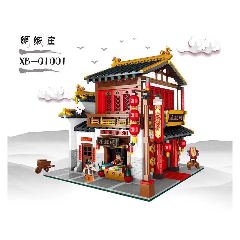 

Building Blocks Chinese Mini City Street Ancient Silk Fabric Village Model Blocks Figures Miniature Toys for Boys Girls Children
