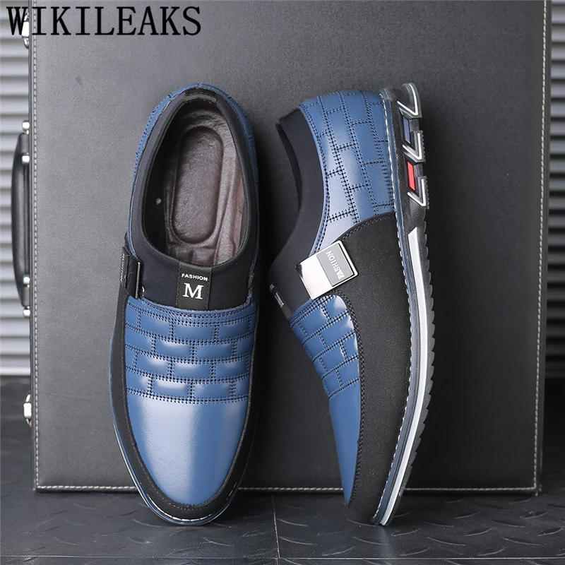 Черные мужские кожаные туфли слипоны Мужская Обувь |