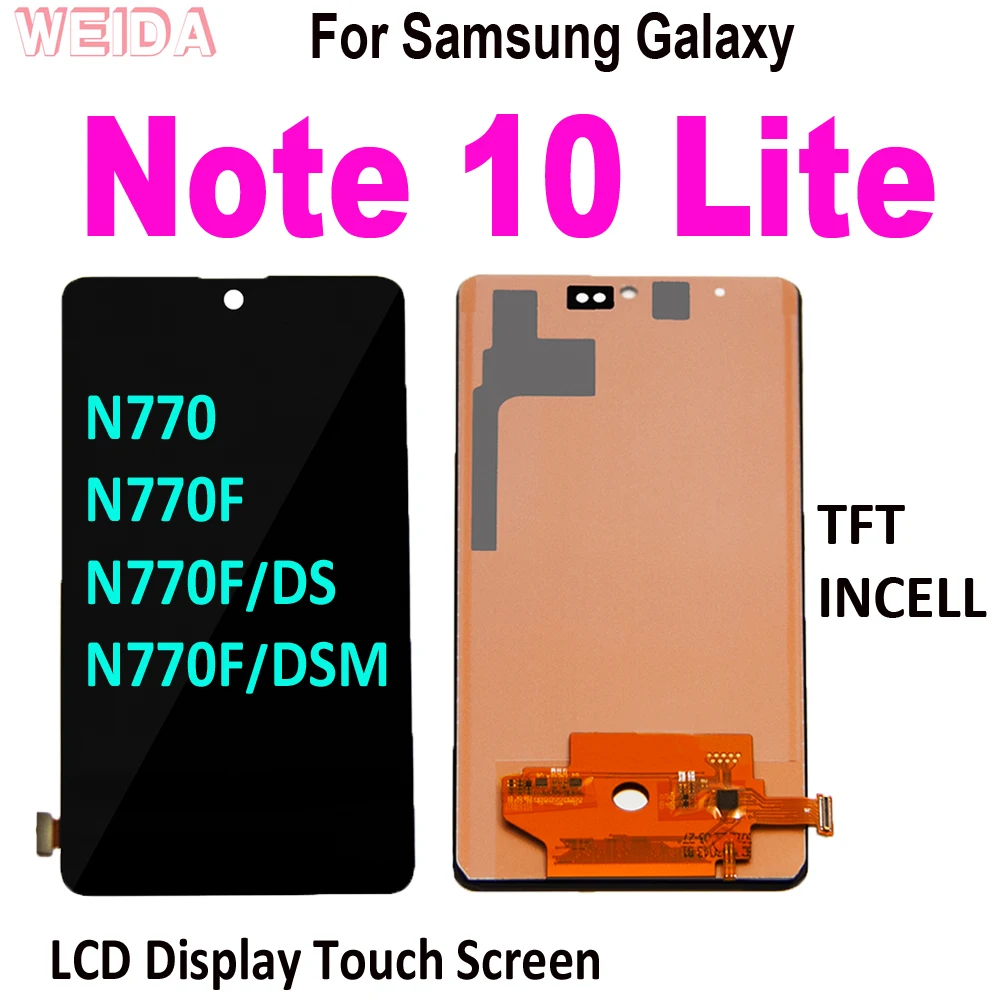 100% протестированный TFT INCELL Note10 Lite ЖК-дисплей для Samsung Galaxy Note 10 LCD N770 сенсорный экран