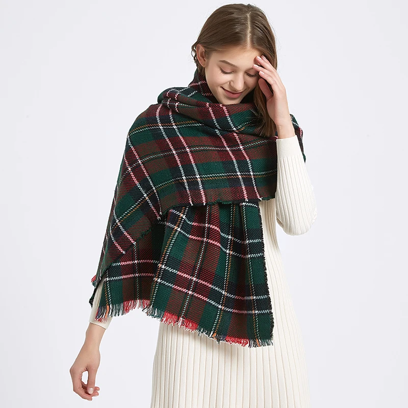 [FEILEDIS] Classic plaid scarf thick soft big lady sweet warm couple temperament long shawl AS03 |