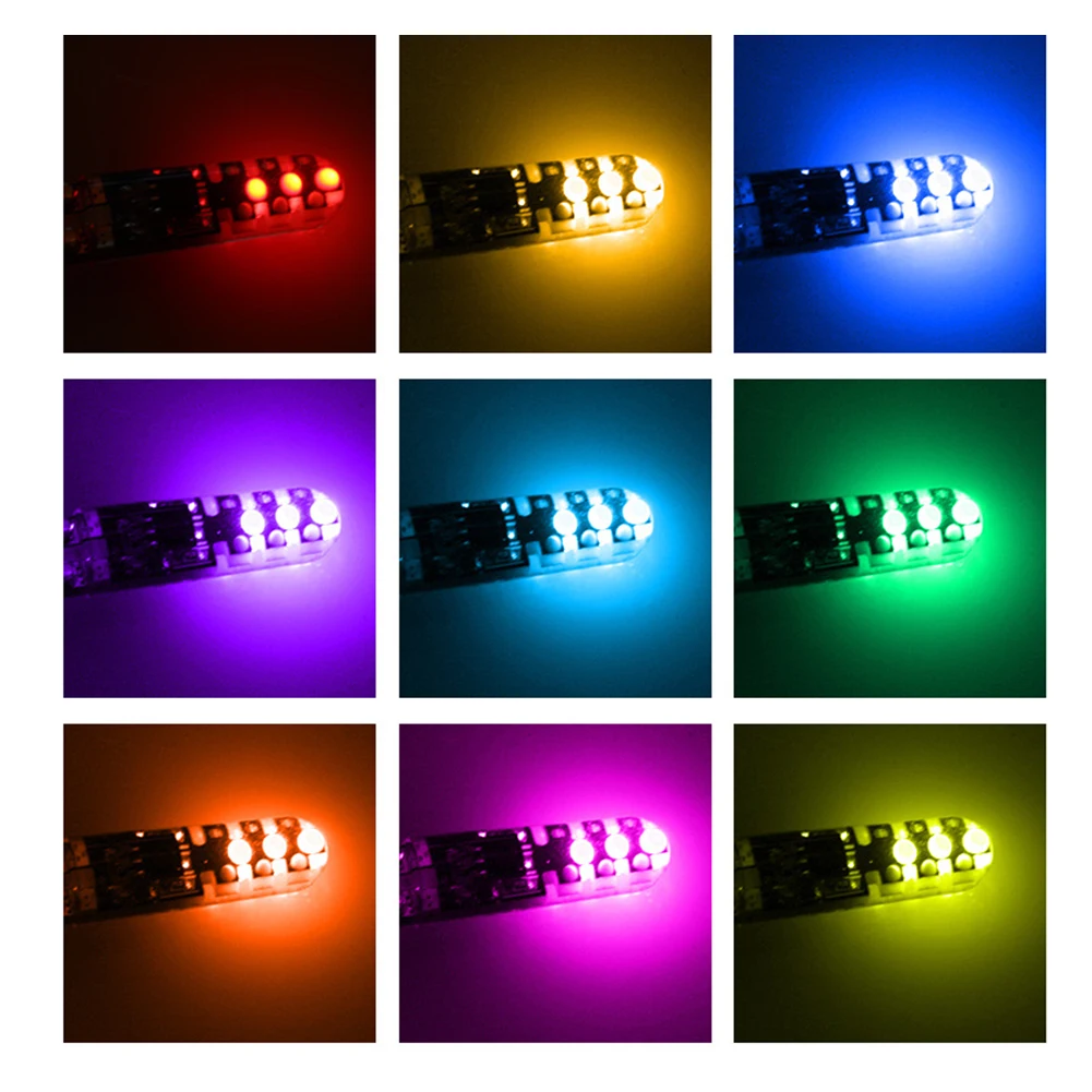 

2Pcs W5W RGB 12SMD COB Canbus T10 LED Bulb 194 168 Car With Remote Controller Flash Strobe Reading Wedge Light Clearance Lights