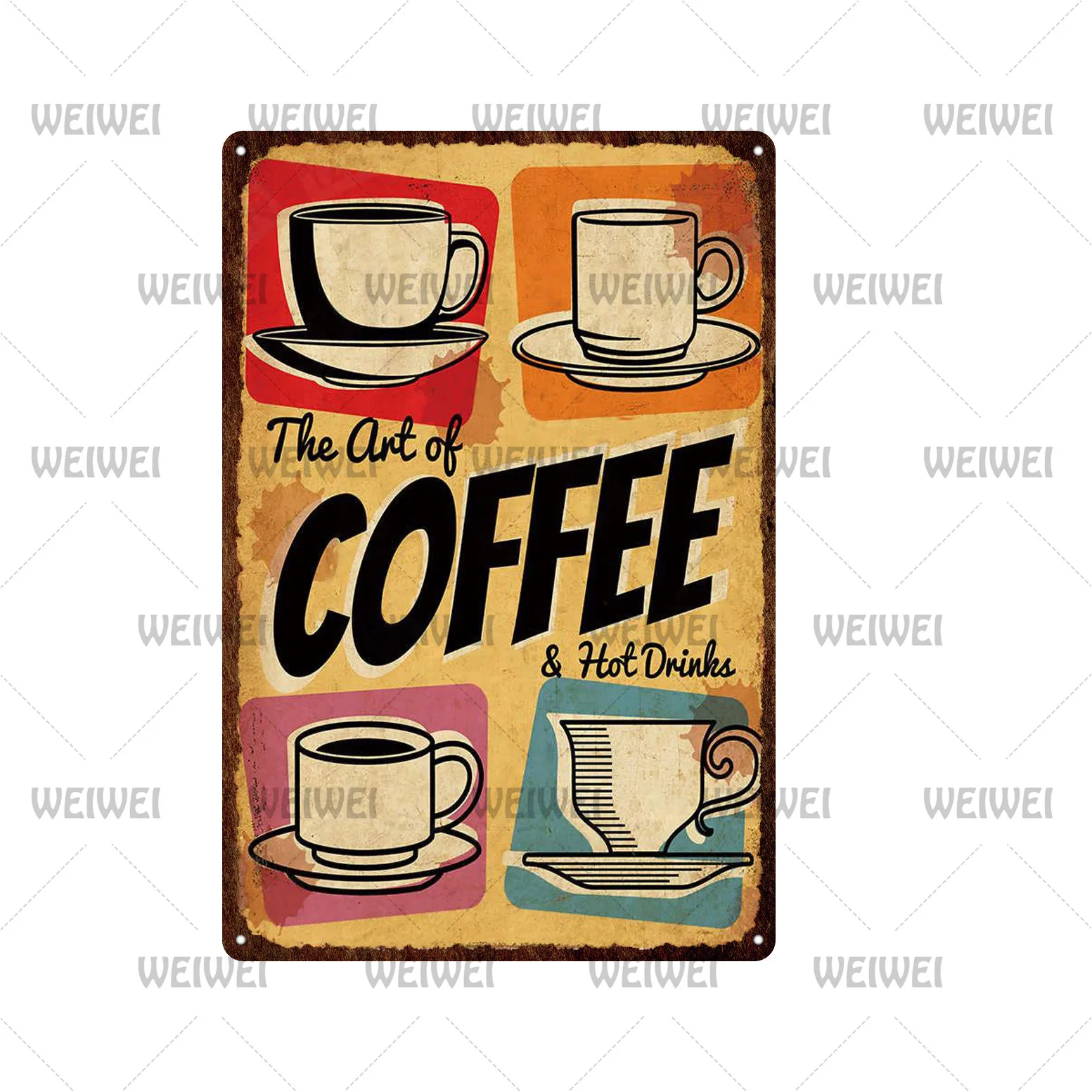 

Snacks and Drinks Metal Decorative Plaque Art Metal Painting Coffee Beans Coffee Chocolate Metal Can Hang Decorative Plaques