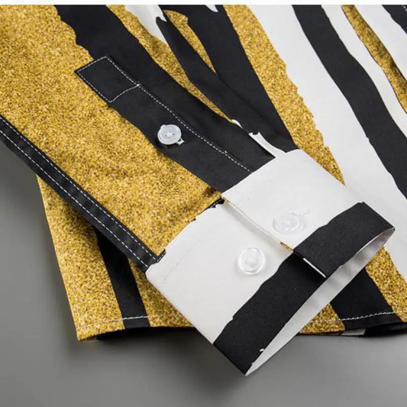 

100% Cotton Male Shirts High Quality Long Sleeve Royal Digital Printed Mens Dress Shirts Fashion Slim Fit Party Man Shrit