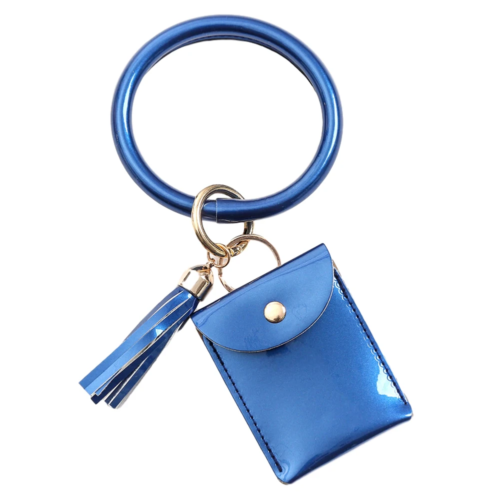 

Women Wristlet Keychain With Zip Tassel Pendant Gift Mini Portable Daily Ornaments Credit Card Coin Purse Accessories PU Leather