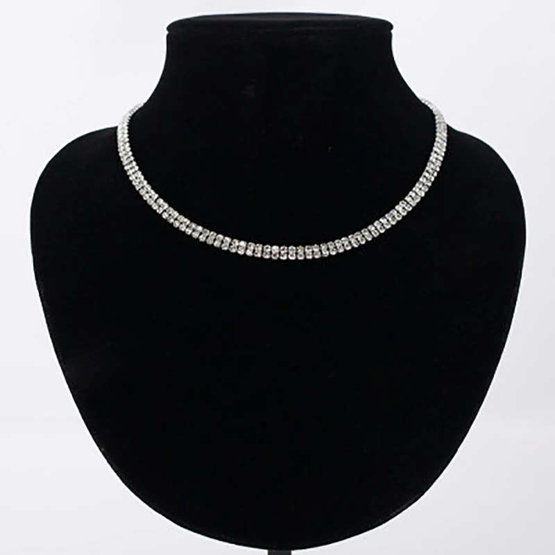 Goth Zircon Choker Necklace Rhinestone Crystal Collares Chain Statement Necklaces For Women Jewelry | Украшения и аксессуары