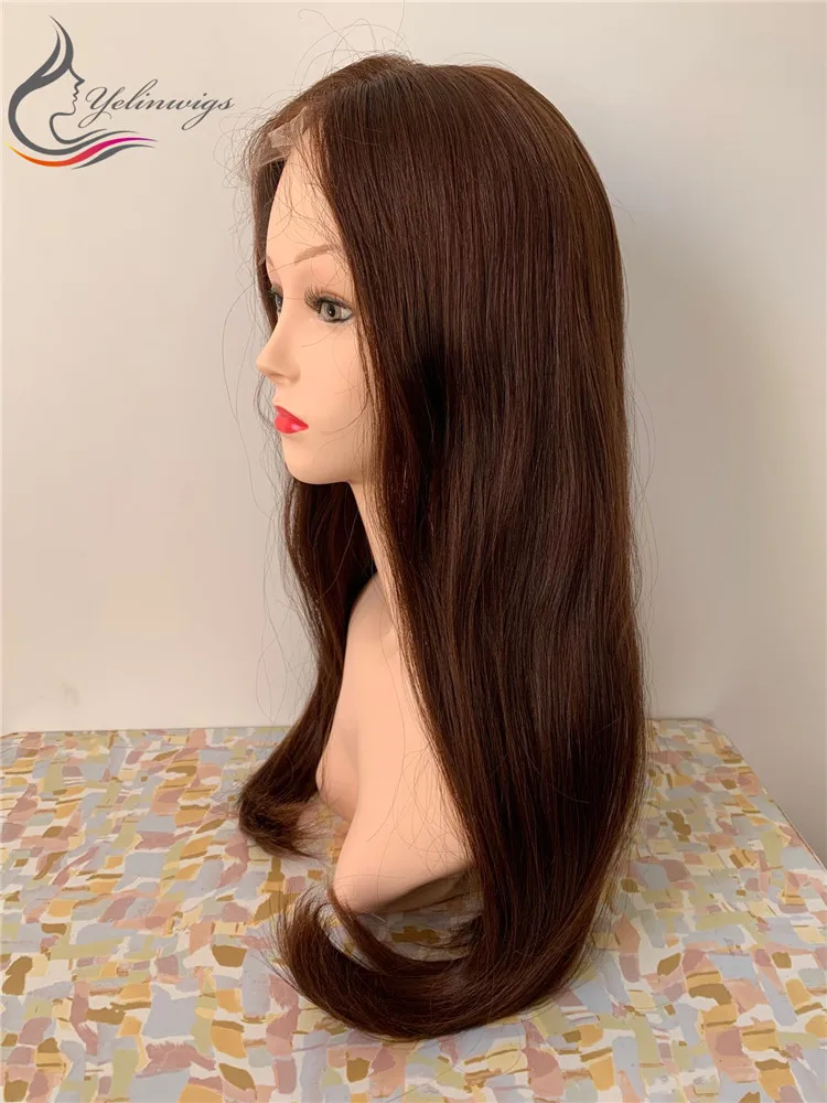 Высокая плотность 100% европейские натуральные волосы на шнуровке еврейский парик