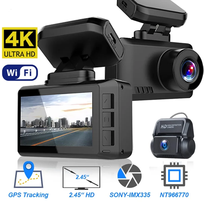 

GPS Wifi Dash Cam Car DVR 4K Gesture Sensing Taking Photos Video Registrar Drive Recorder NTK96670 Sony IMX335 Magnetic Bracket
