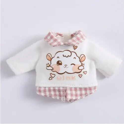 cartoon white shirt Одежда для кукол футболка с капюшоном и длинными рукавами с героями мультфильмов/короткие штаны для ob11, obitsu11, Molly, 1/12bjd, Одежда для куклы, аксессуары для куклы - Цвет: cartoon white shirt