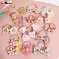 girl lovely cartoon flowers butterfly elastic hair bands head rope ponytail holder cut childrens hair accessories 2021 new