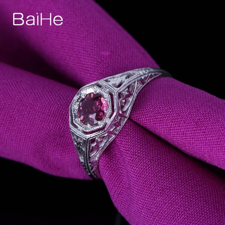 BAIHE Стерлинговое Серебро 925 0.4ct сертифицированное безупречное турмалиновое обручальное женское офисное/деловое модное кольцо, хорошее ювелирное изделие, подарочное кольцо