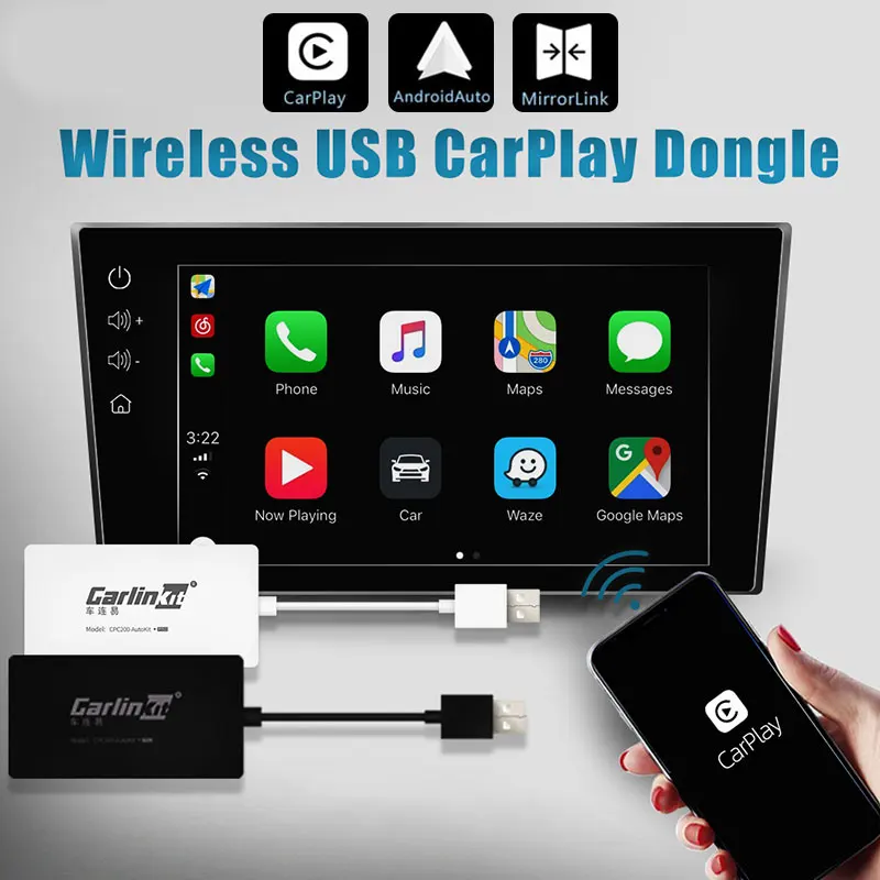 Carlinkit CarPlay Dongle Bluetooth для Apple IOS Android Авто MP5-плеер беспроводной мини USB черный