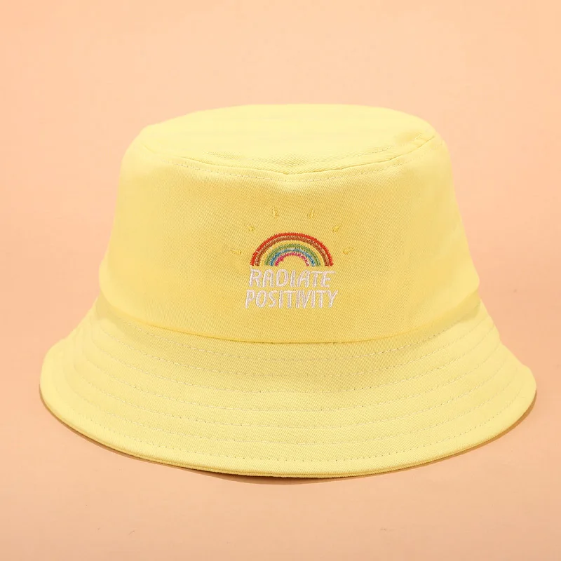 Женская шляпа в рыбацком стиле с радужной вышивкой цветной Повседневный