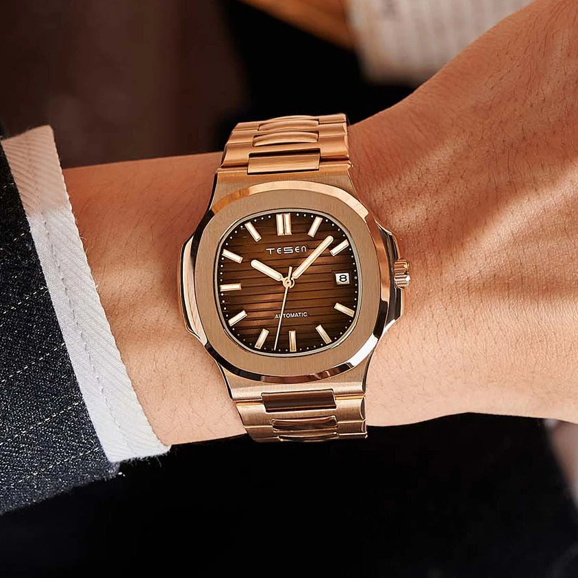 Часы TESEN Мужские механические роскошные Брендовые спортивные в стиле милитари