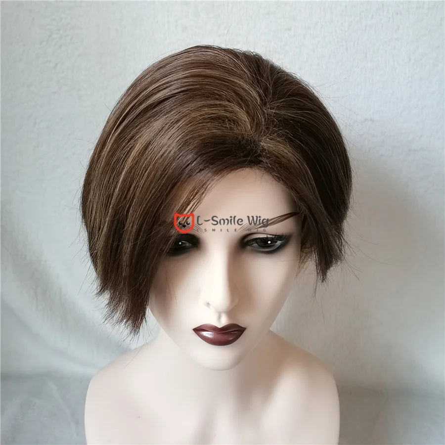 Парик для косплея из коротких коричневых волос с шапочкой | Тематическая одежда и