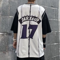 hip hop summer all match fake two pieces print casual t shirts patchwork hit color punk style clothes high quality harajuku top