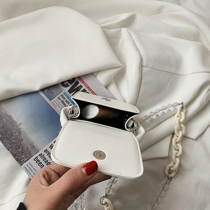 

Mini Tote Bags for Women Pearl Chain Shoulder Bags Square Messenger Bag Ladies Fashion Wild Handbags Leather Crossbody Bags 2021