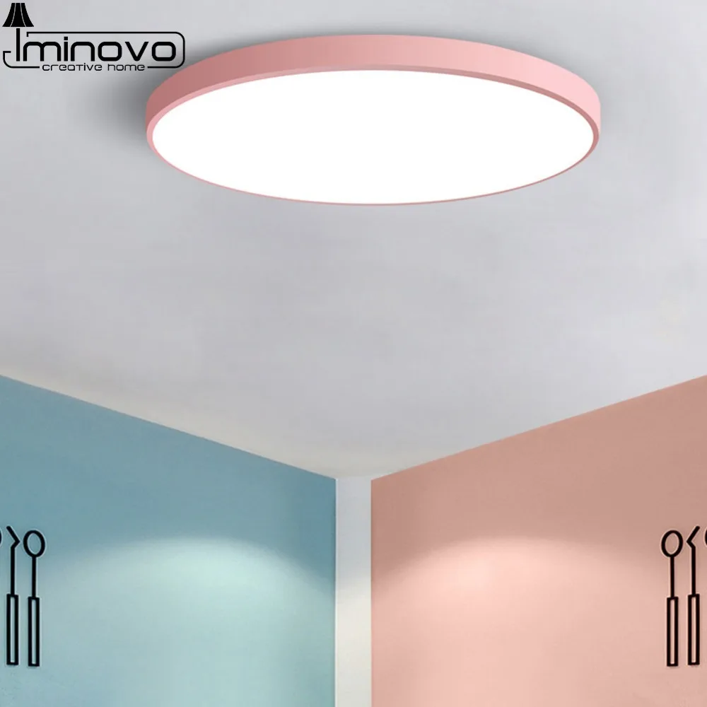 

Modern Macaron Panel Lamp LED Ceiling Light Fixture Remote Control Hall Surface Mount Flush Bedroom Living Room Round Lighting