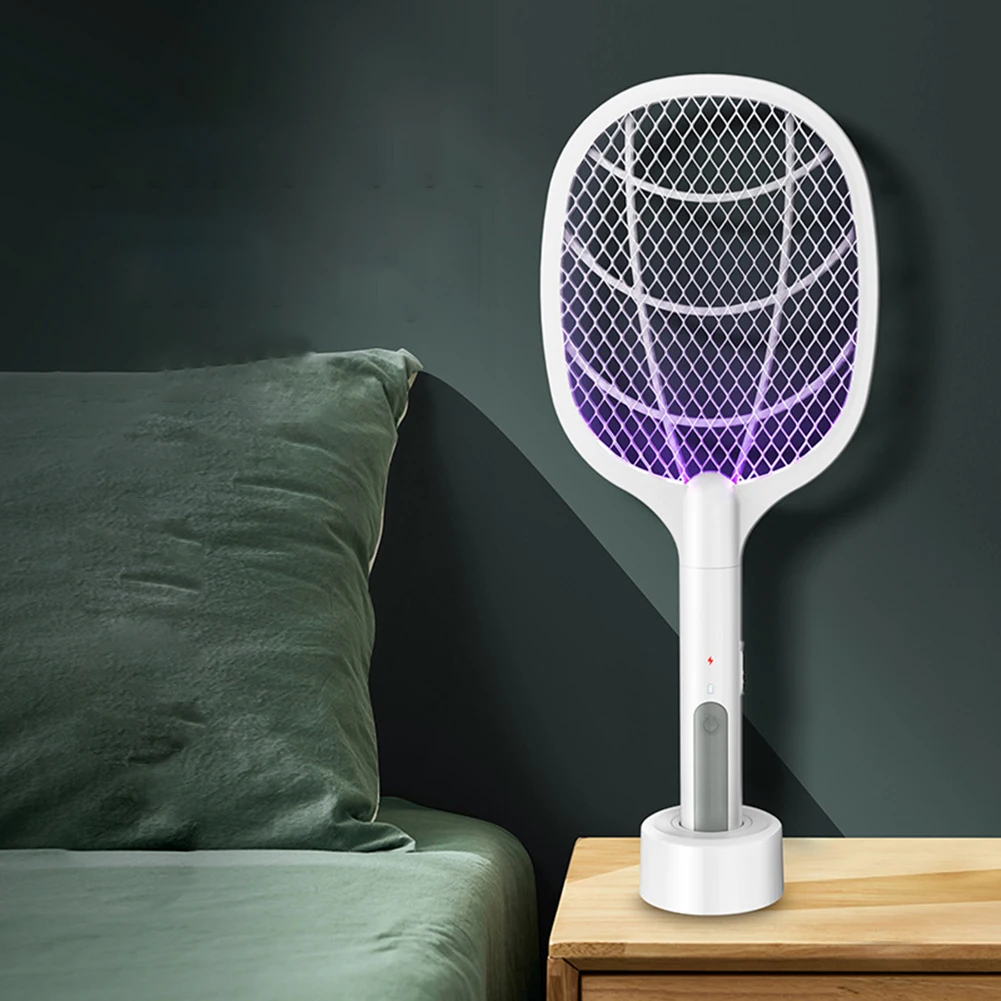 

2 in 1 LED Mosquito Killer Lamp 1200mAh Electric Bug Zapper Insect Killer USB Rechargeable Fly Swatter Trap Anti Mosquito Flies