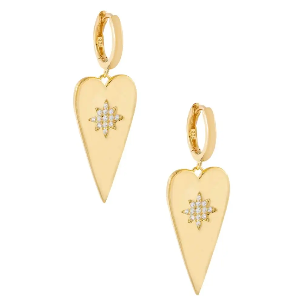 

GOLD color starburst star signet charm dangle drop earring fashion lover girlfriend gift jewelry