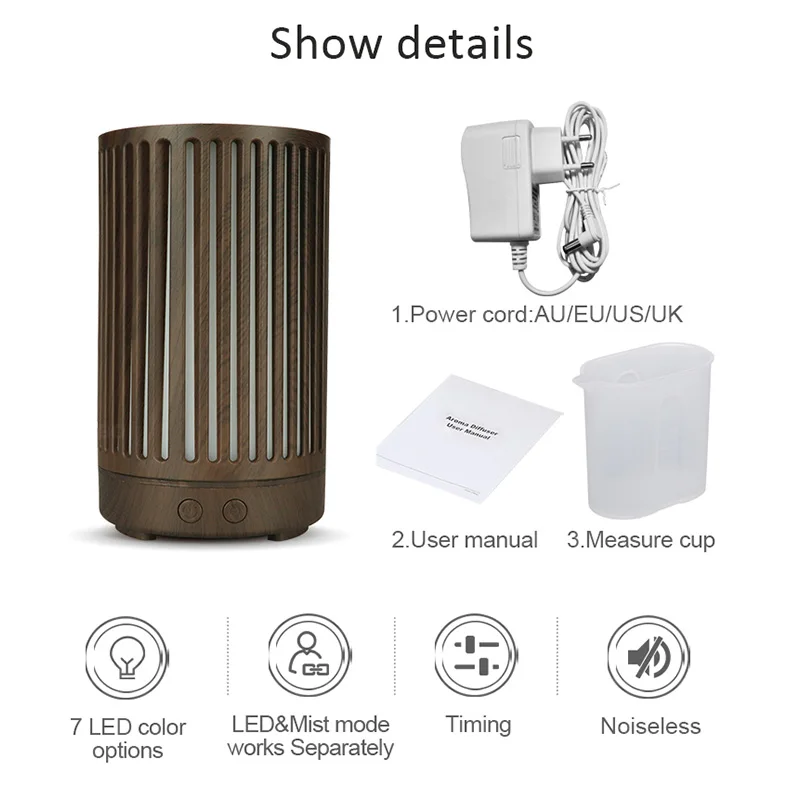 Увлажнитель воздуха из цельного дерева полый цилиндр Электрический прятный