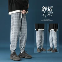 2021 pants new spring baggy drawstring plaid jeans casual hip hop sport streetwear college tidal current fashion best sell