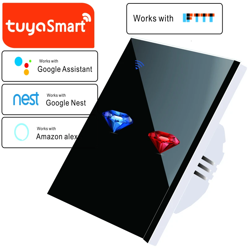 Сенсорный выключатель Tuya Стандартный США/ЕС/Австралия настенный светильник 1/2/3