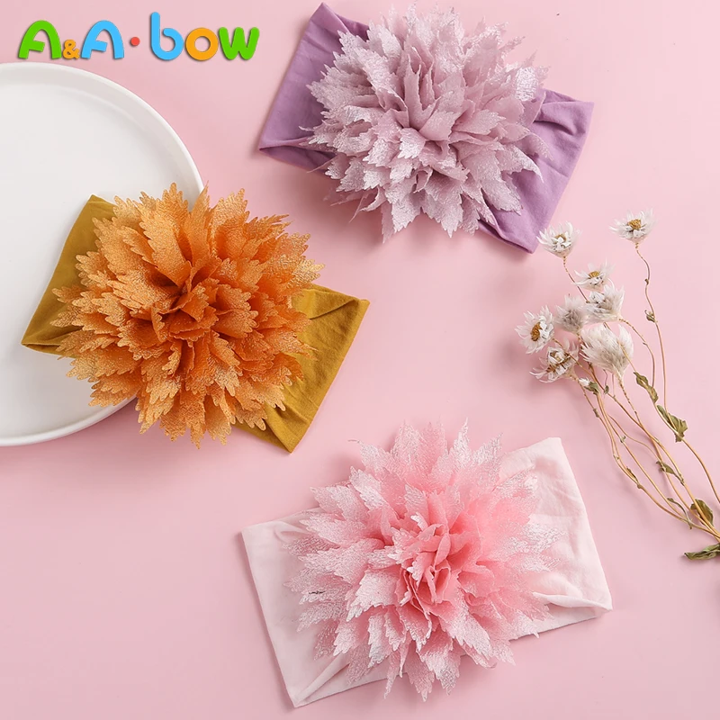 

Vintage Big Daisy Headband Soft Nylon Baby Girl Headband Flower Head Wrap Elastic Turban for kids Lovely Baby Hair Accessories