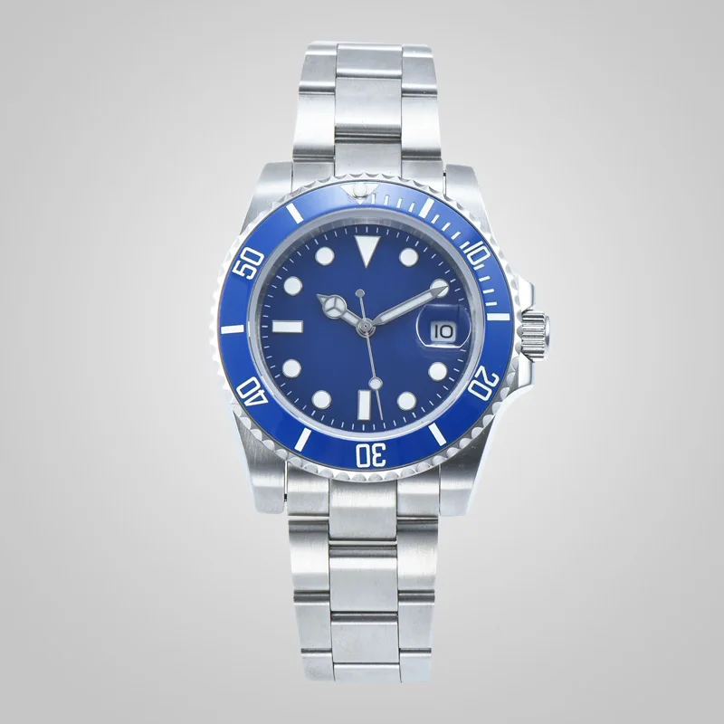 Для мужчин мужские часы bomax Марина Автоматическая 40 мм стерильные синие