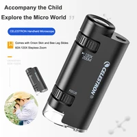 celestron portable handheld microscope 120 times magnifying glass science observation explore with led lighting childrens gift