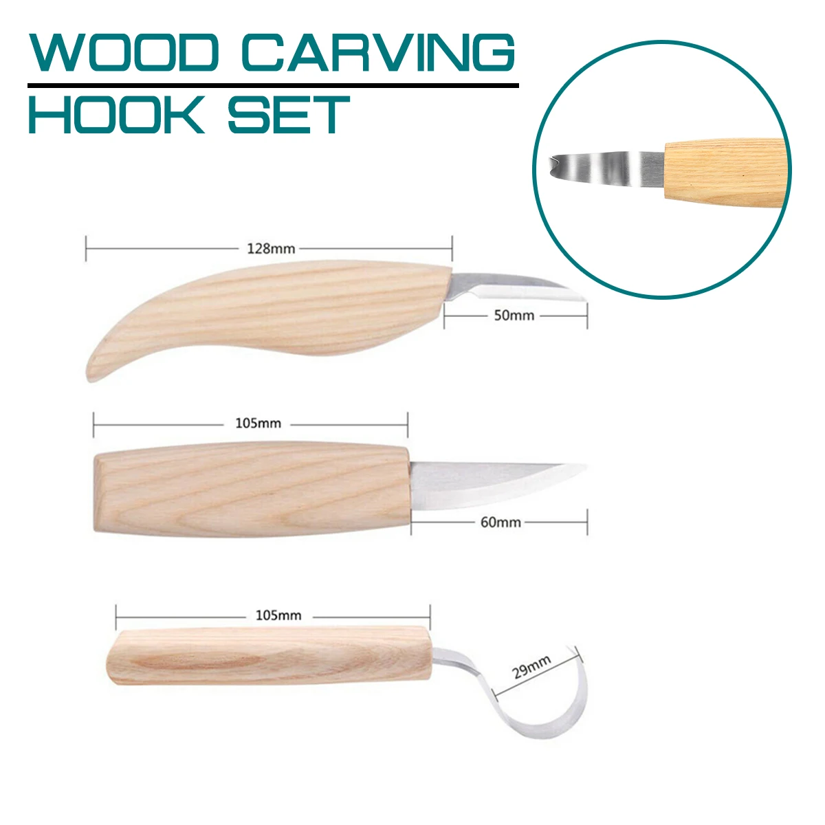 

3Pcs/set Wood Carving Knife Chisel Hand Tool Set For Woodworking Cutter High Strength Hooked Whittling Cutter Carpenter Tools