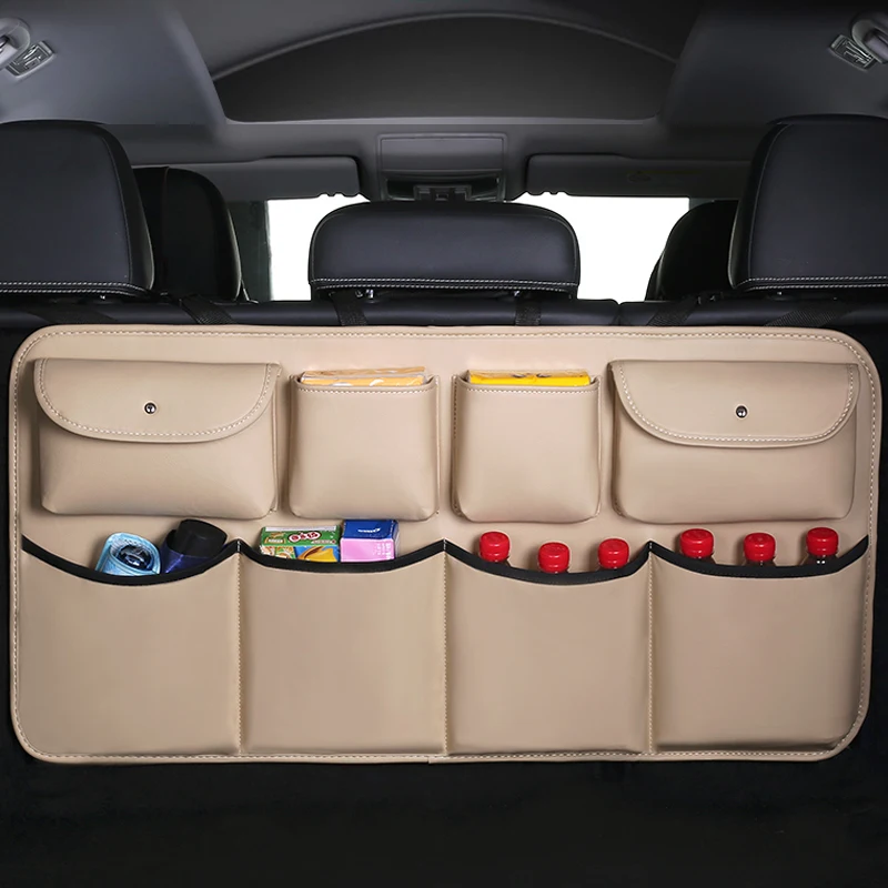 

PU leather Car Rear Seat Back Storage Bag Multi-use Car Trunk Organizer Auto Stowing Tidying Auto Interior Accessories 2021 New