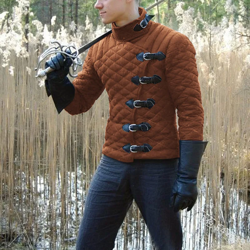 Средневековая куртка Gambeson на ремешках для Костюм Рыцаря викингов и воинов