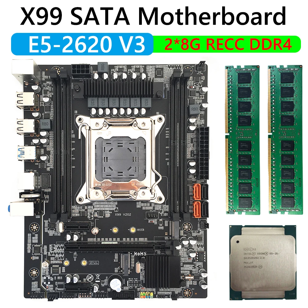 X99 V2 D4 PCI-E X16 Desktop Computer Motherboard H81 Chip with CPU Memory Supports NVME M.2 SATA3.0 for Intel Desktop Computer