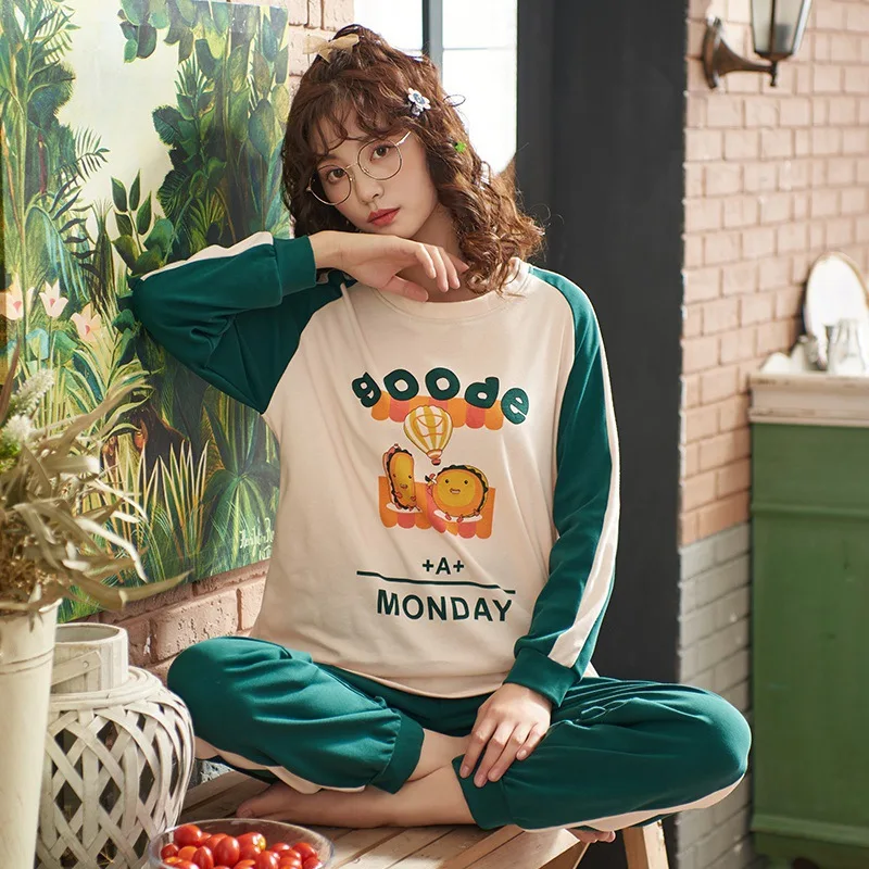 Пижамный комплект женский осенне-зимний трикотажный красный костюм из двух